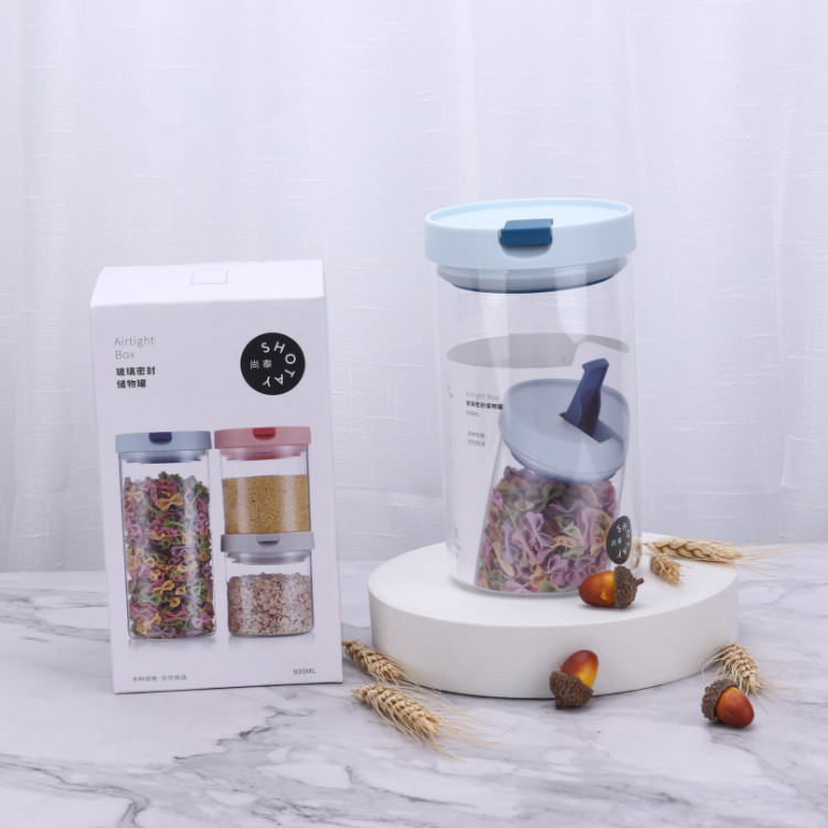 30OZ Glass Jars With Cover Kitchen Food Storage Bottles Mason Spice Jars Candy Storage Tea Box Kitchen Storage Can