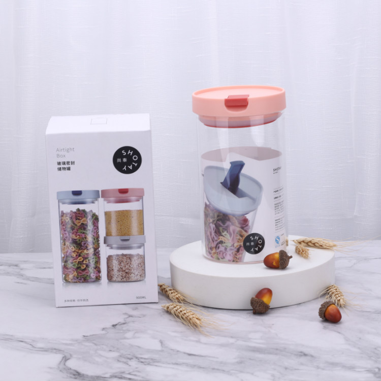 30OZ Glass Jars With Cover Kitchen Food Storage Bottles Mason Spice Jars Candy Storage Tea Box Kitchen Storage Can
