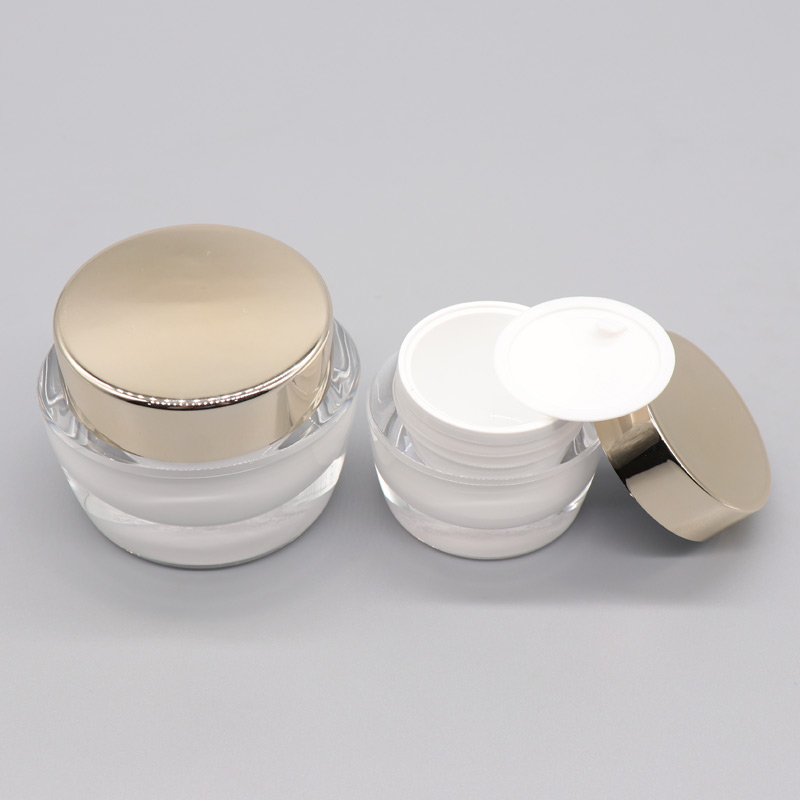 30g 15g 50g Oblate Double Wall Acrylic Unique Fancy Gold Acrylic Cream Jar