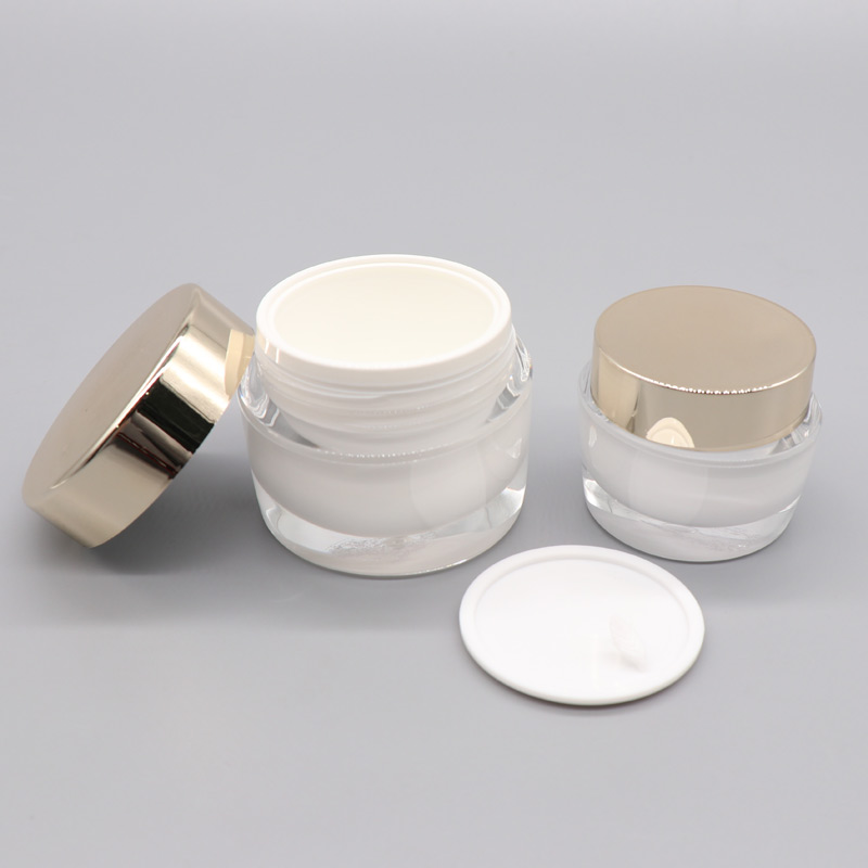 30g 15g 50g Oblate Double Wall Acrylic Unique Fancy Gold Acrylic Cream Jar