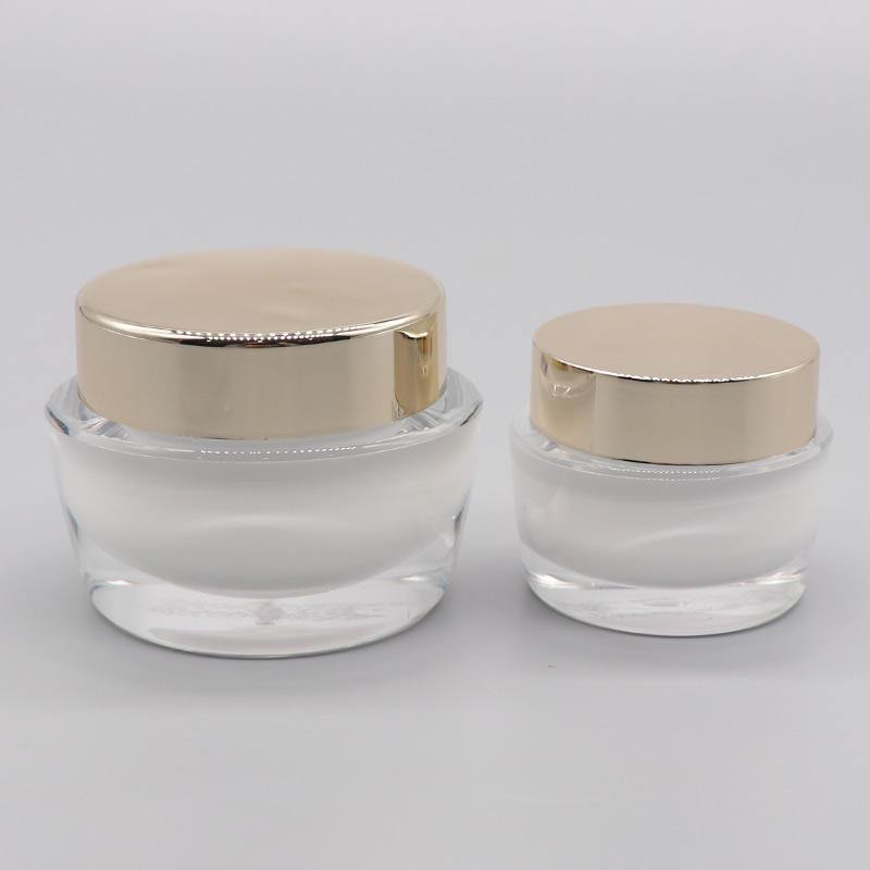 30g 15g 50g Oblate Double Wall Acrylic Unique Fancy Gold Acrylic Cream Jar