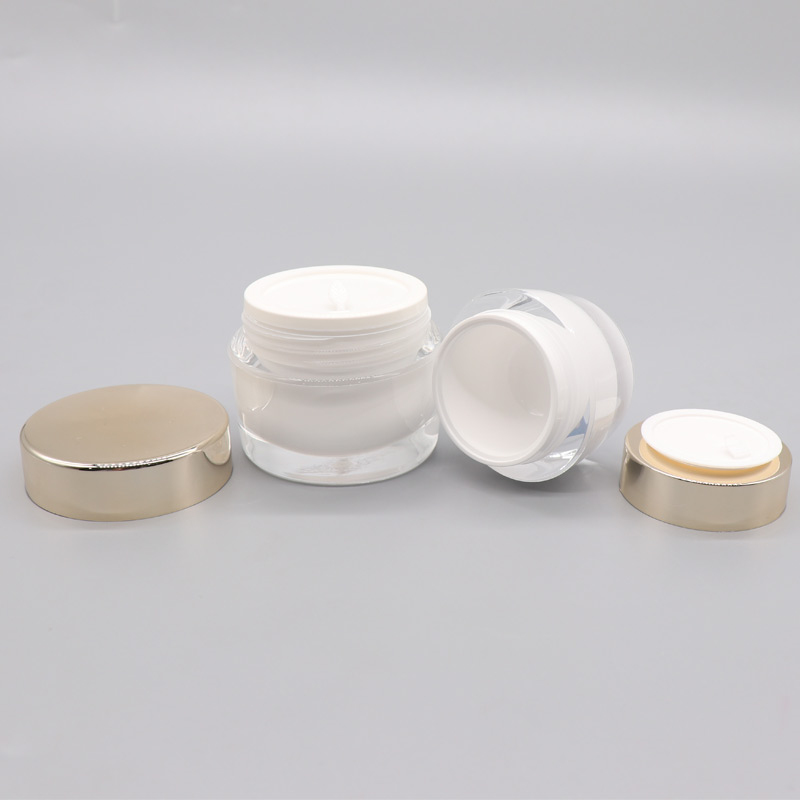 30g 15g 50g Oblate Double Wall Acrylic Unique Fancy Gold Acrylic Cream Jar