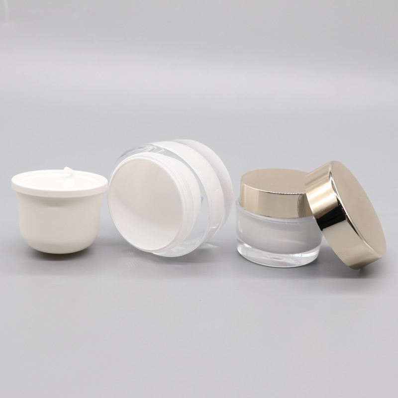 30g 15g 50g Oblate Double Wall Acrylic Unique Fancy Gold Acrylic Cream Jar