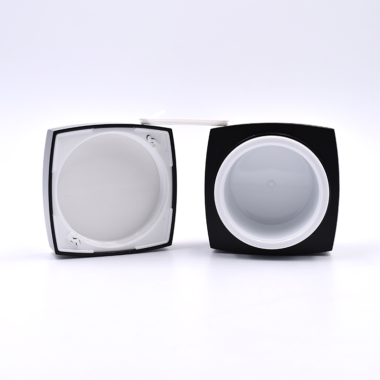 30g 1oz 50g bpa free sample double wall black square acrylic cosmetics cream plastic mason jar with handles lids screw cap