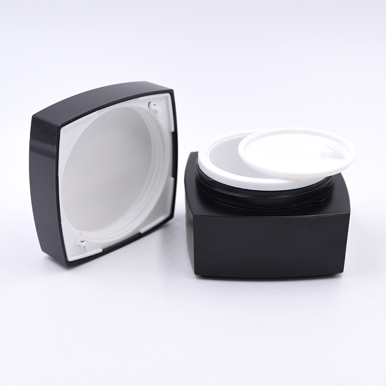 30g 1oz 50g bpa free sample double wall black square acrylic cosmetics cream plastic mason jar with handles lids screw cap
