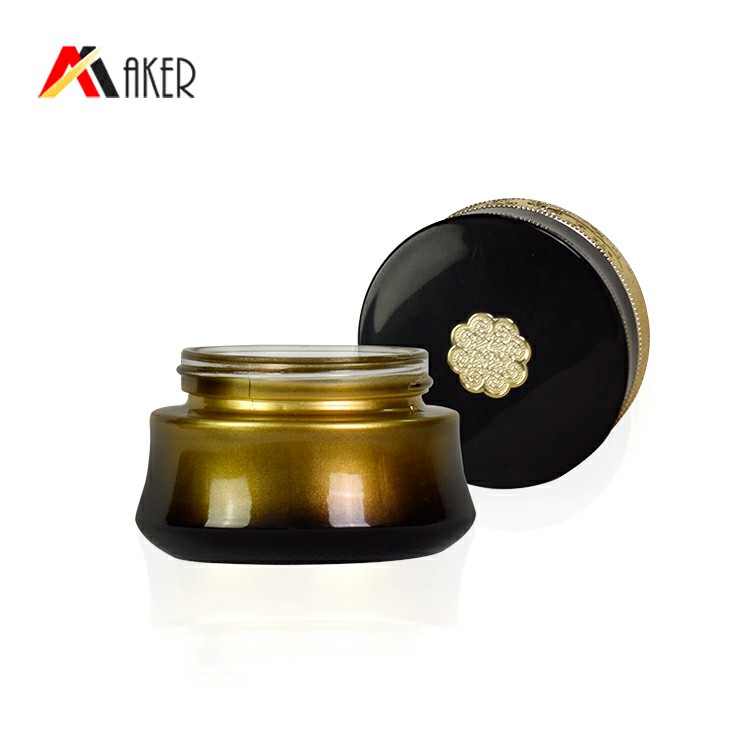 30g 1oz black gradient gold alumite cap lotion face cream cosmetic packaging skin care glass jar set