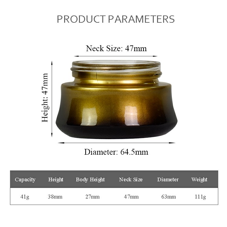 30g 1oz black gradient gold alumite cap lotion face cream cosmetic packaging skin care glass jar set