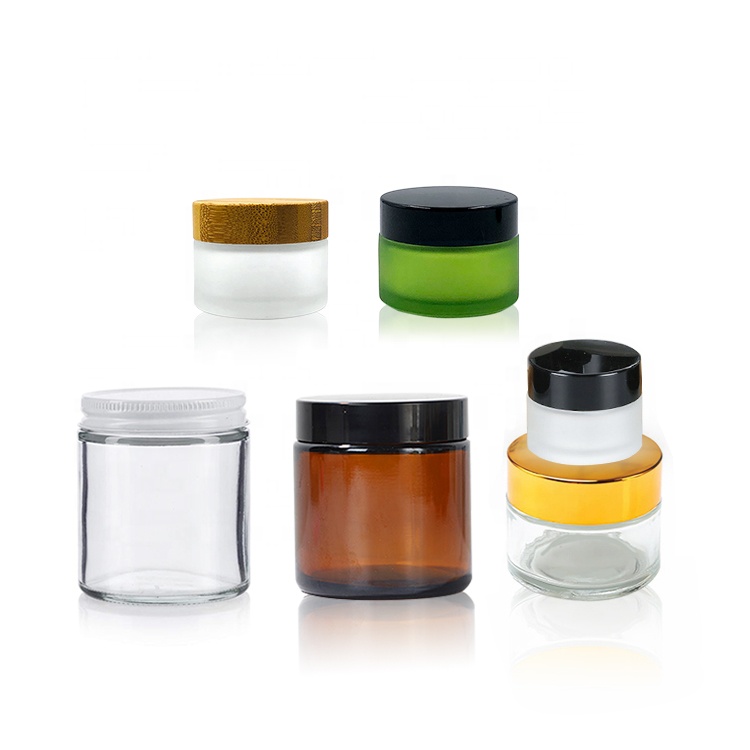 30g 2oz 4oz Empty Amber Clear Eye Facial Lotion Cream Glass Cosmetics Packaging Containers and Jar with Lid