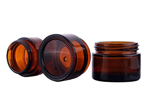 30g 30ml amber Glass Refillable Cosmetic Jars Empty Face Cream cosmetic Storage Container Pot Bottle With Black Lids
