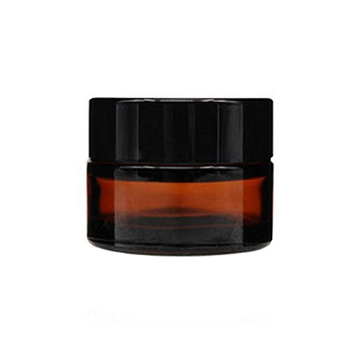 30g 30ml amber Glass Refillable Cosmetic Jars Empty Face Cream cosmetic Storage Container Pot Bottle With Black Lids