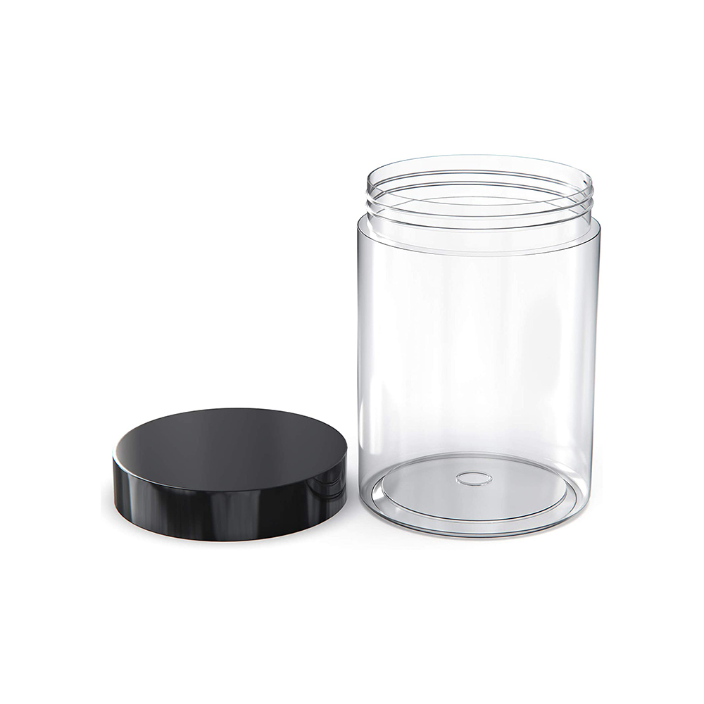 30g 40g 50g 60g 80g 120g 150g Clear PET Plastic Wide Mouth Container Cream Jar with Black Screw Lid