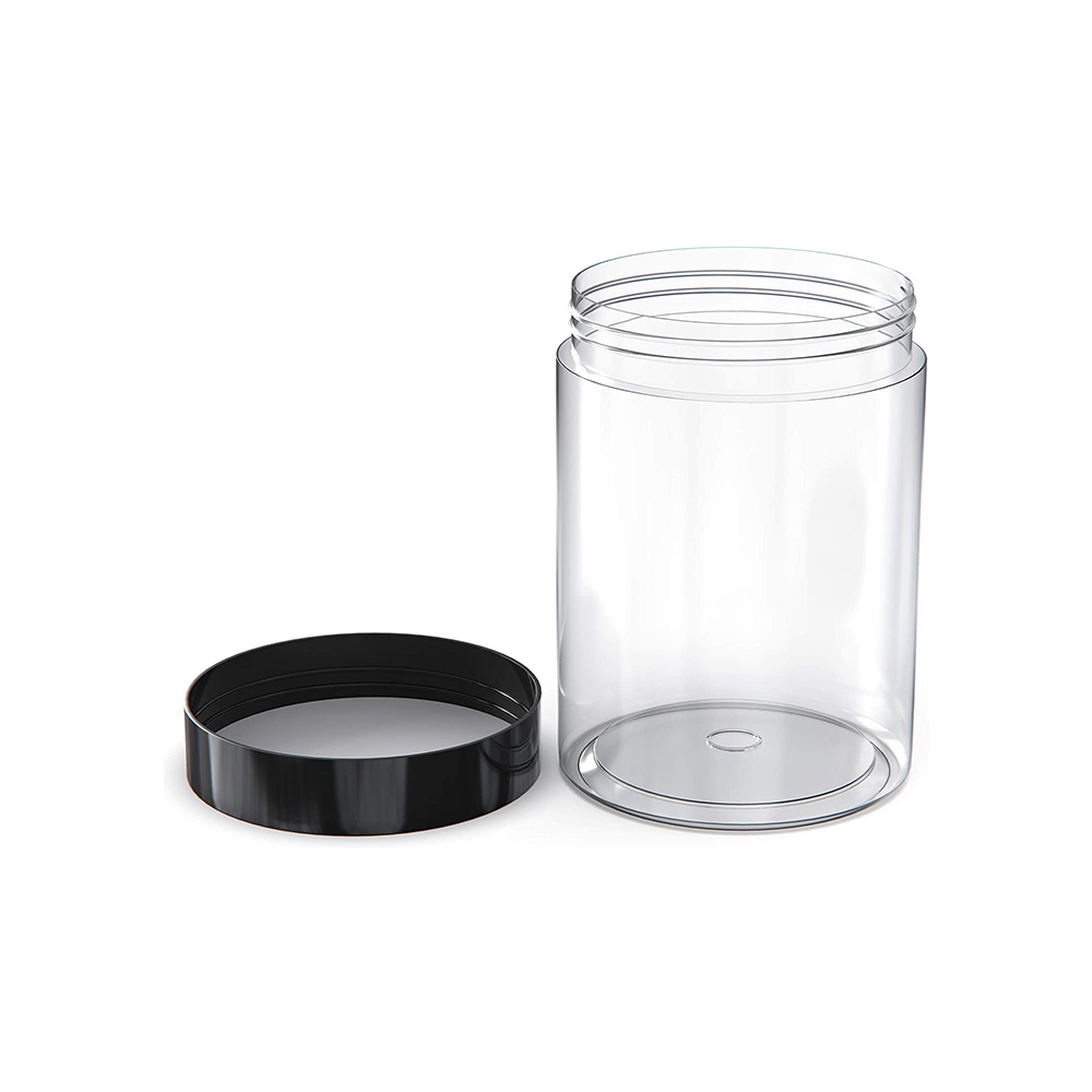 30g 40g 50g 60g 80g 120g 150g Clear PET Plastic Wide Mouth Container Cream Jar with Black Screw Lid