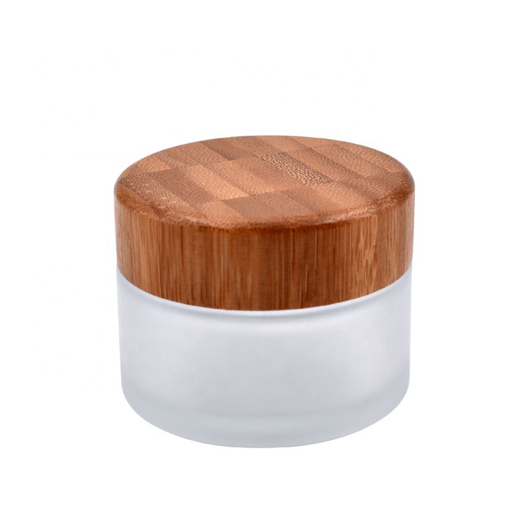 30g 40g 50g frosted glass jar cream jar bamboo lid