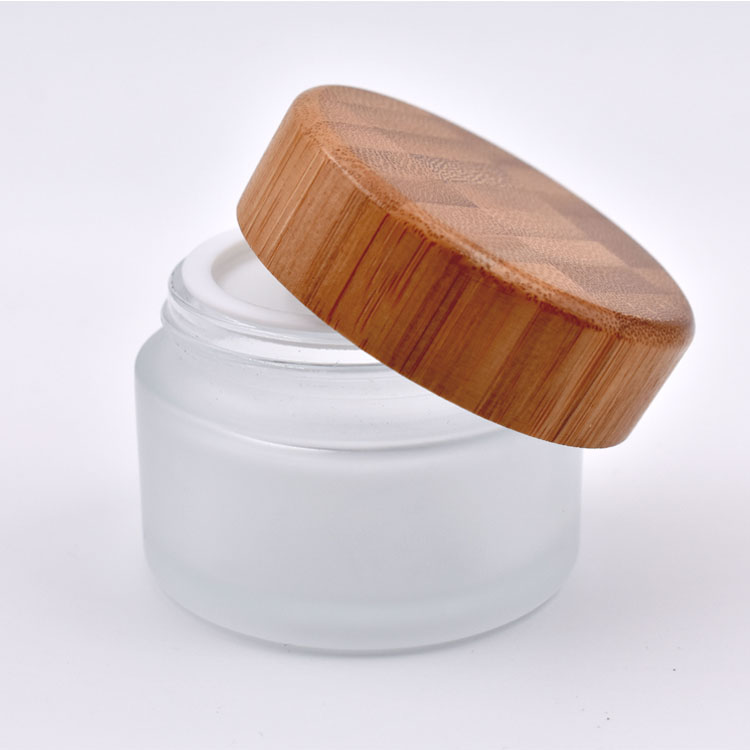 30g 40g 50g frosted glass jar cream jar bamboo lid