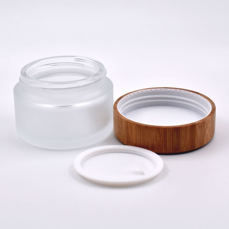 30g 40g 50g frosted glass jar cream jar bamboo lid