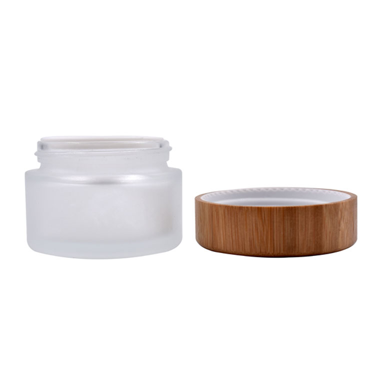30g 40g 50g frosted glass jar cream jar bamboo lid