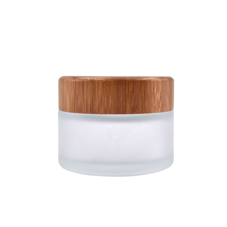 30g 40g 50g frosted glass jar cream jar bamboo lid