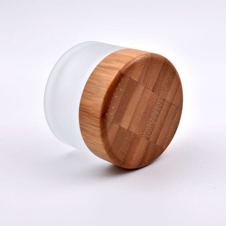 30g 40g 50g frosted glass jar cream jar bamboo lid