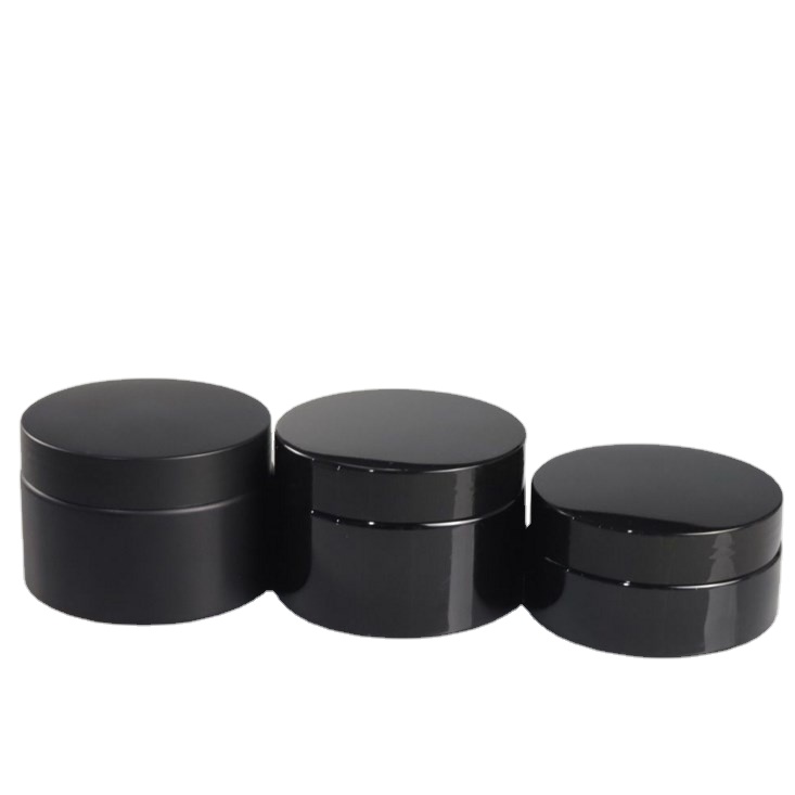 30g-500g Custom Clear Frosted Black Pink PET Jar Food Storage Container with Gold Silver Straight Sided Lids and Sealer