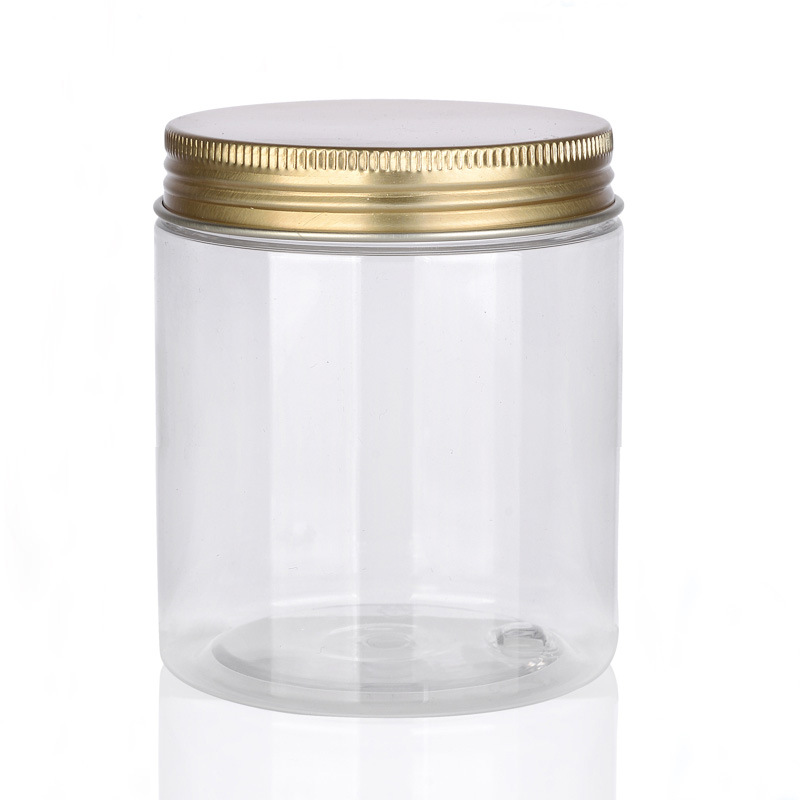 30g 50g 100g 150g 200g 250g 300g 500g Clear Bottom Aluminum Metal Cap Amber  Empty Cream Jar Plastic Cosmetic cream Jar
