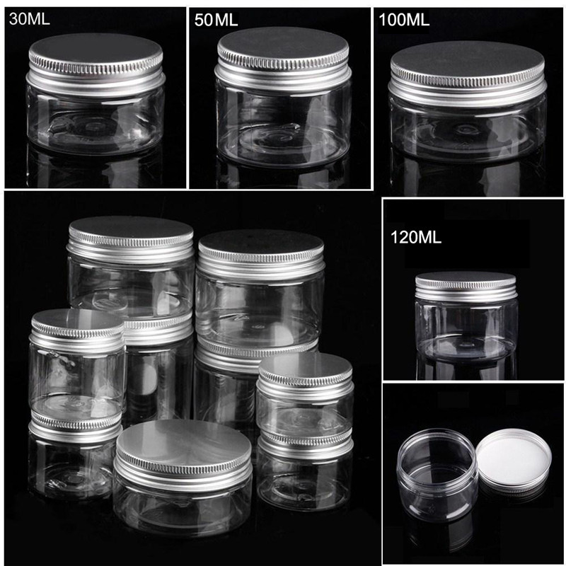 30g 50g 100g 150g 200g 250g 300g 500g Clear Bottom Aluminum Metal Cap Amber Empty Cream Jar Plastic Cosmetic cream Jar