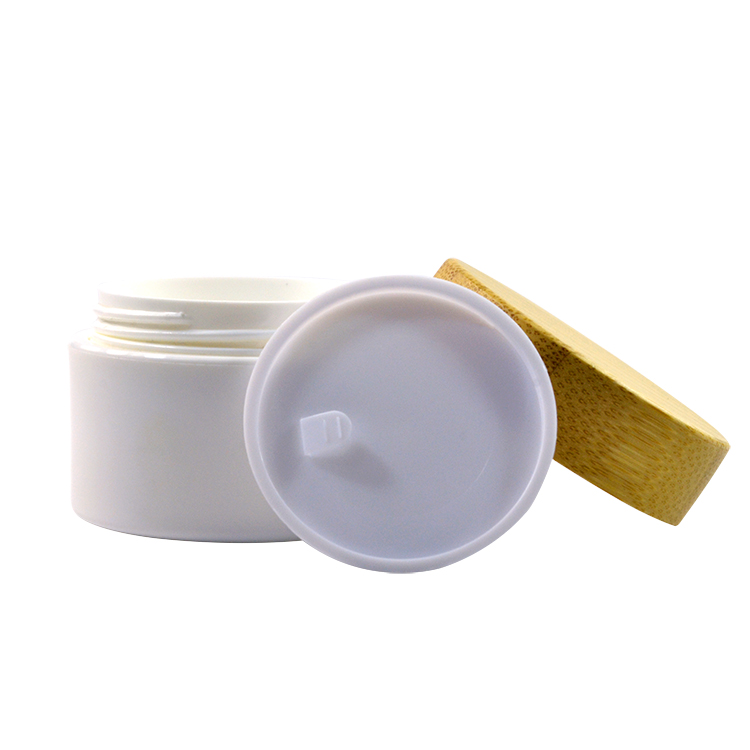 30g 50g 100g 150g 200g 250g PET PP frosted clear white bamboo cosmetic packaging jar with bamboo lid
