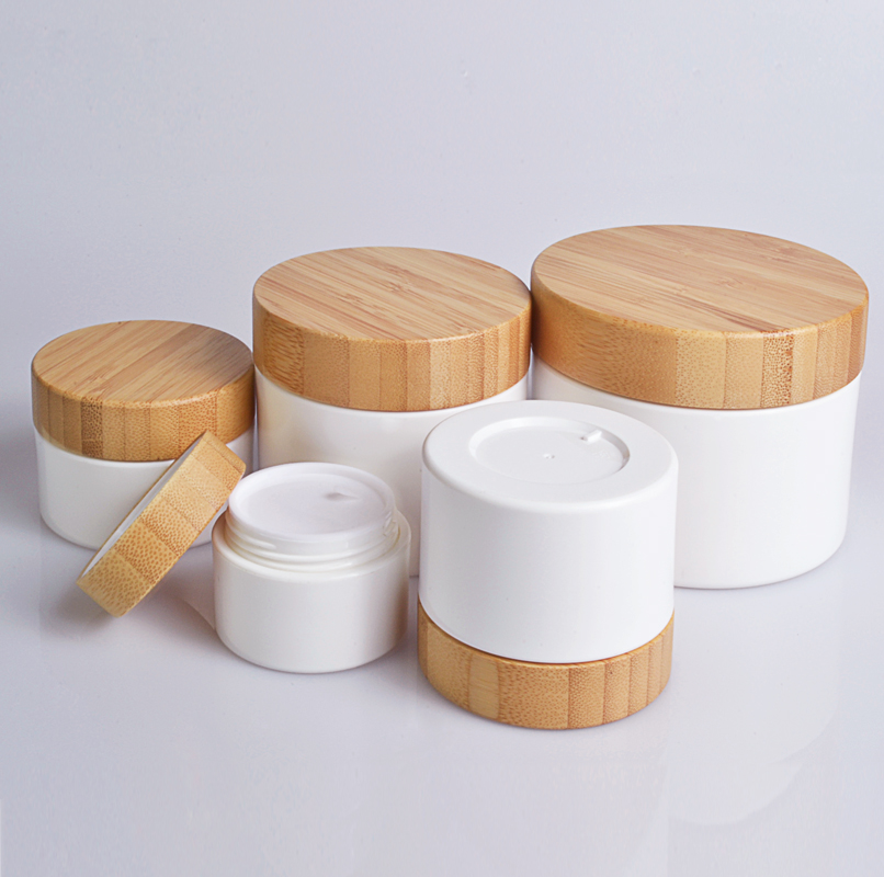 30g 50g 100g 150g 250g eco friendly plastic cosmetic jar with bamboo lids