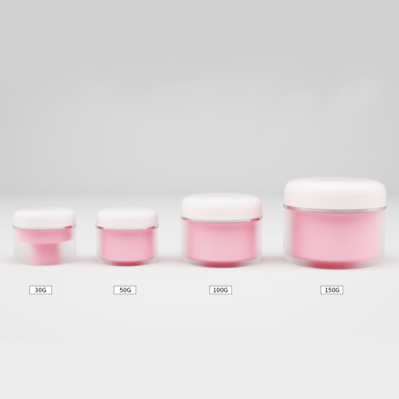 30g/50g/100g/150g Round Empty Frosted Double Wall Skin Care Cream PP Container Jar Pink Cosmetics Packaging Plastic Cream Jars