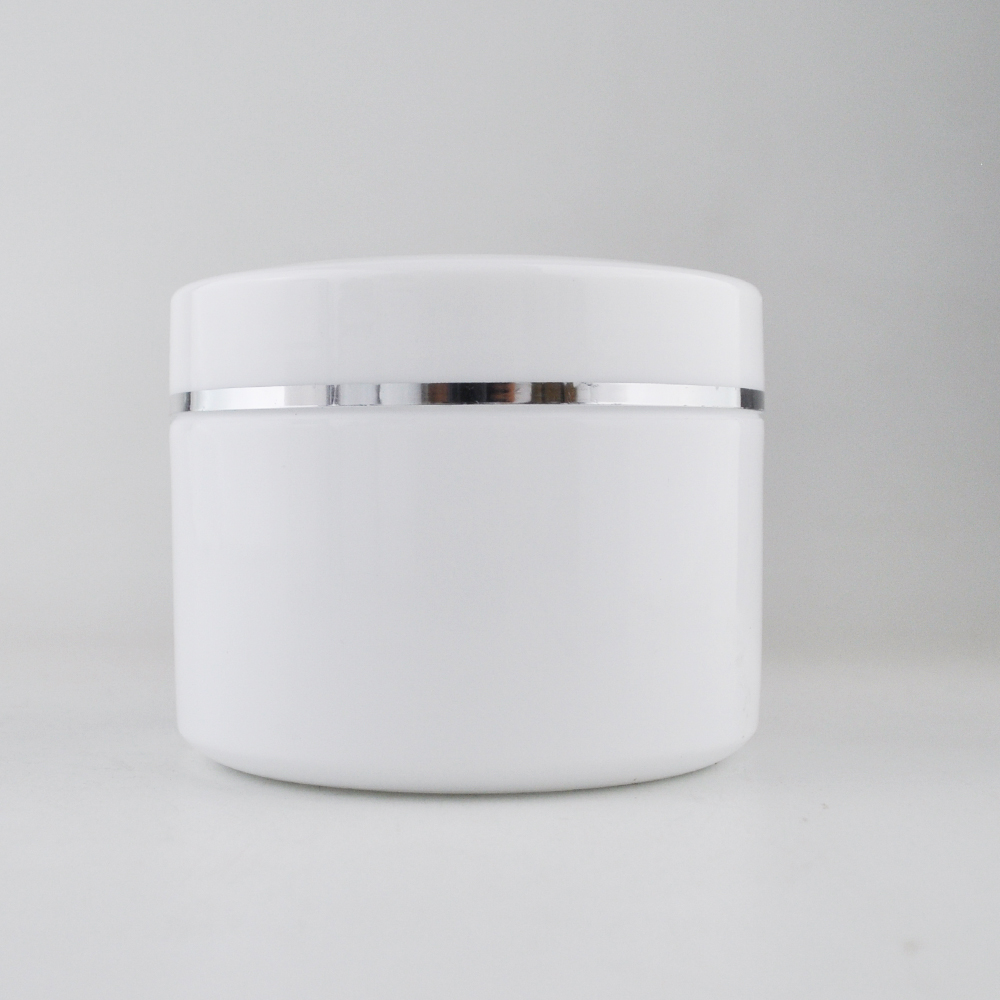 30g 50g 100g 200g 300g 8oz 10oz refillable makeup cosmetic face cream white plastic cream jar with gold line dome lid