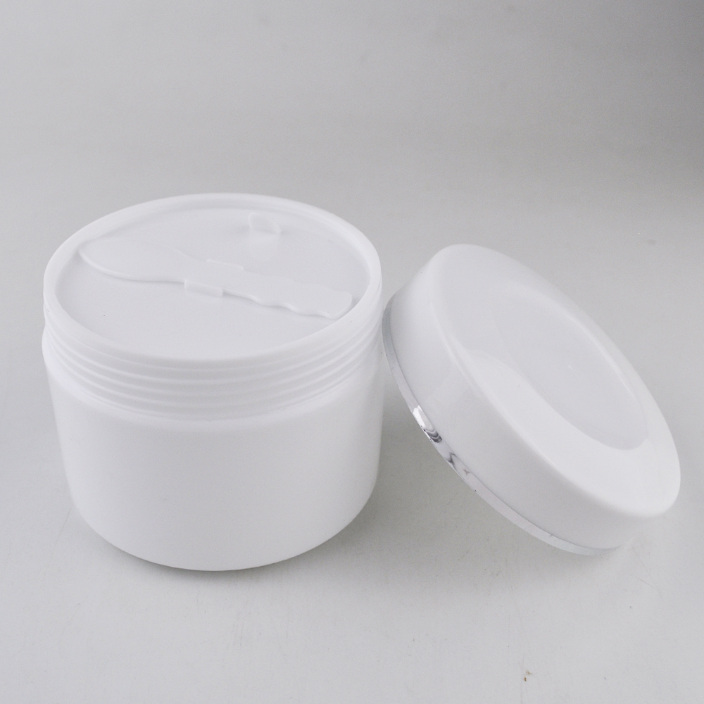 30g 50g 100g 200g 300g 8oz 10oz refillable makeup cosmetic face cream white plastic cream jar with gold line dome lid