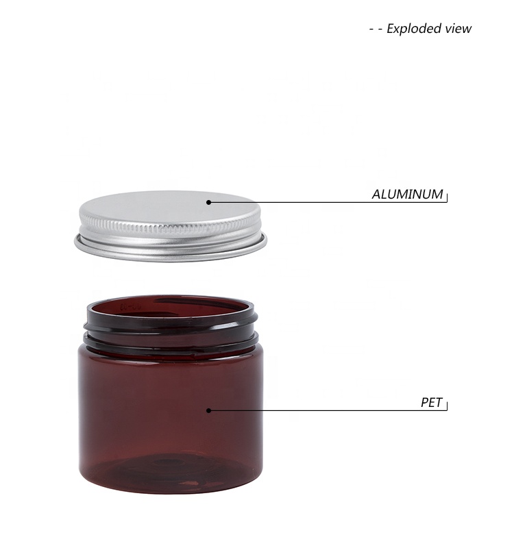 30g 50g 100g Amber PET Jar with aluminum lid
