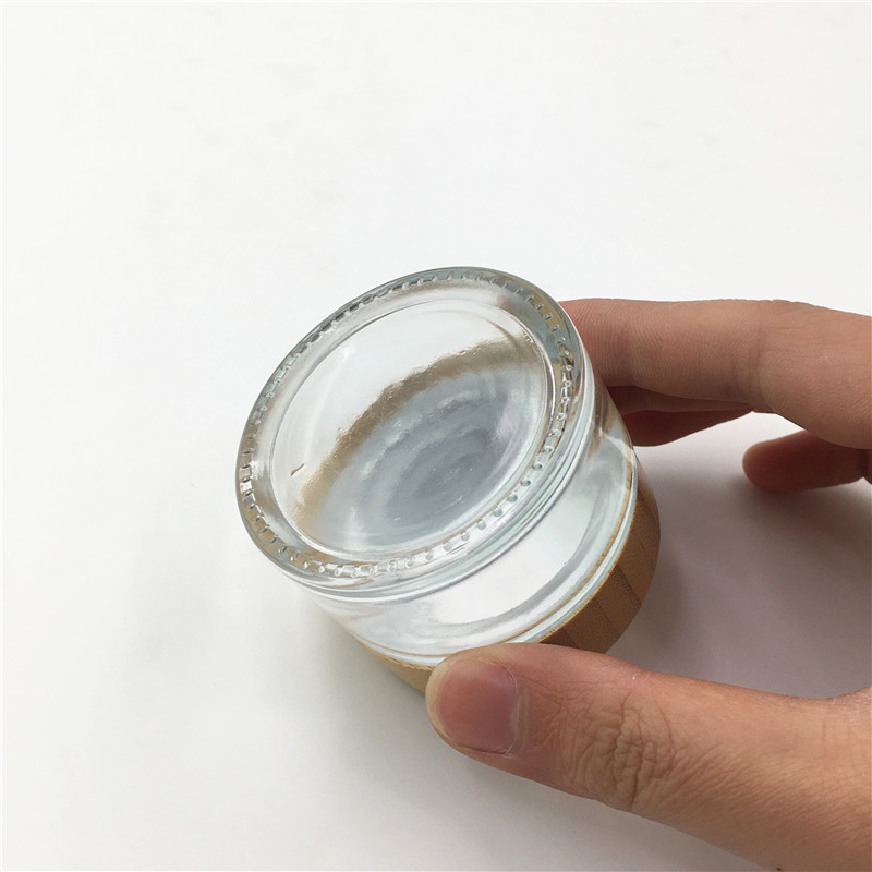 30g 50g 100g Cosmetic Bamboo packaging Eye cream glass jars with natural bamboo lids For Cosmetic