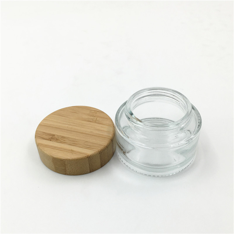30g 50g 100g Cosmetic Bamboo packaging Eye cream glass jars with natural bamboo lids For Cosmetic