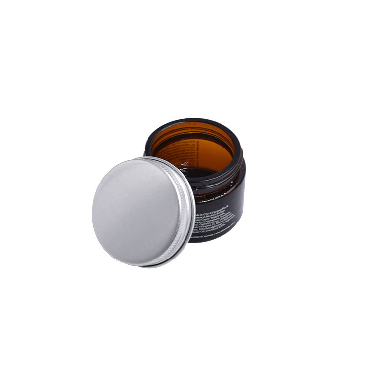 30g 50g 100g Cosmetic amber glass jar with silver aluminum screw cap