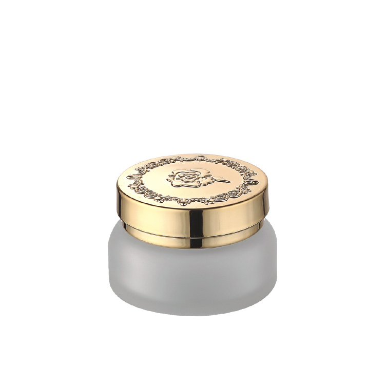 30g 50g 100g Cosmetic packaging Frosted glass jar with rose gold aluminum cap