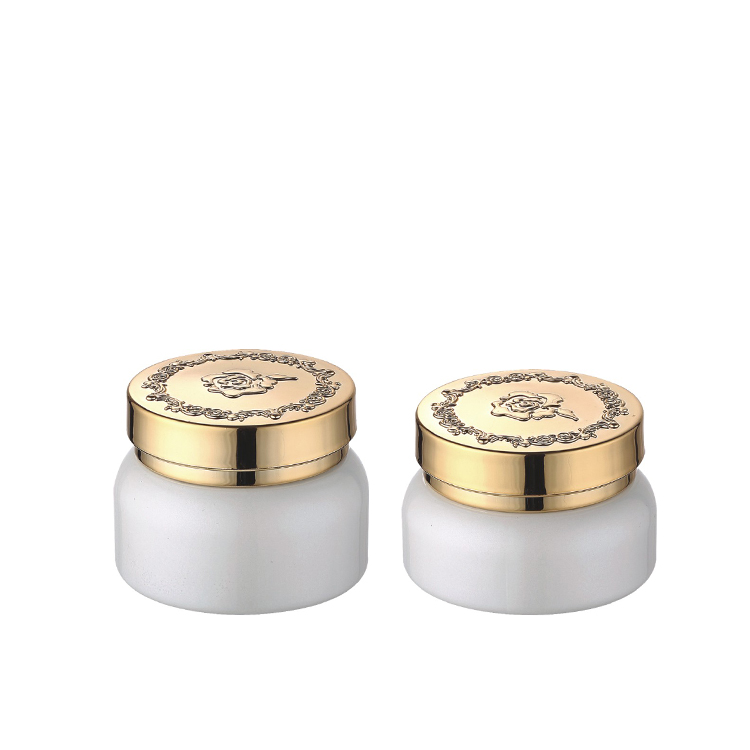 30g 50g 100g Cosmetic packaging Frosted glass jar with rose gold aluminum cap