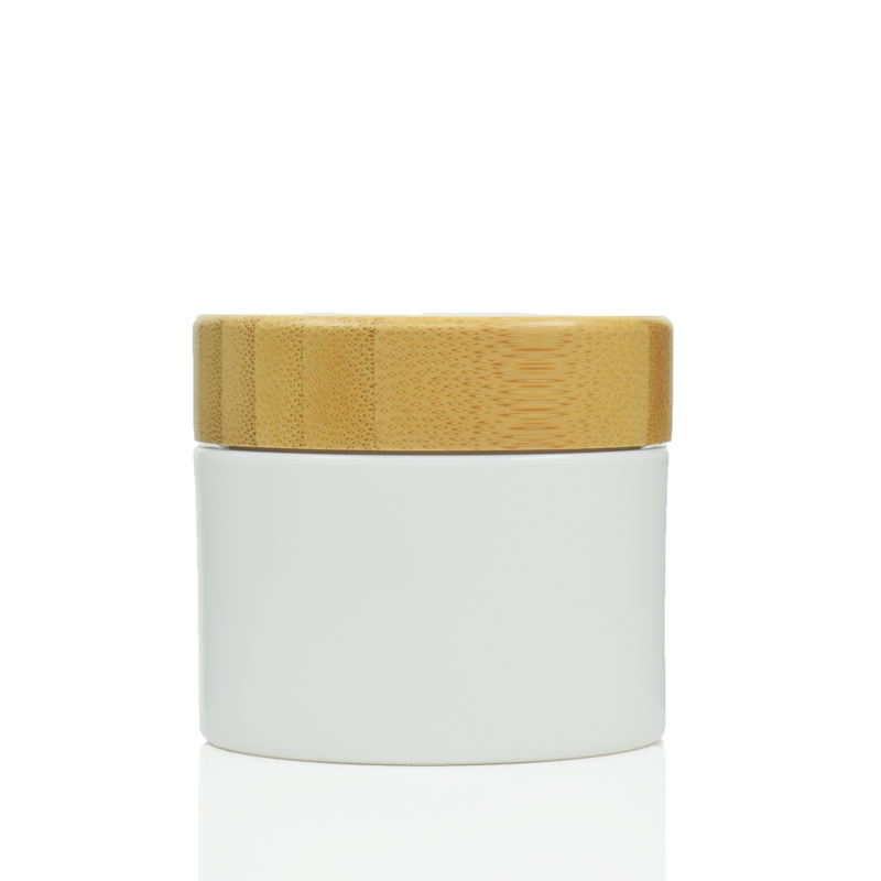 30g 50g 100g Flat Shoulder Cosmetic Cream Glass Jar With /Bamboo Lid