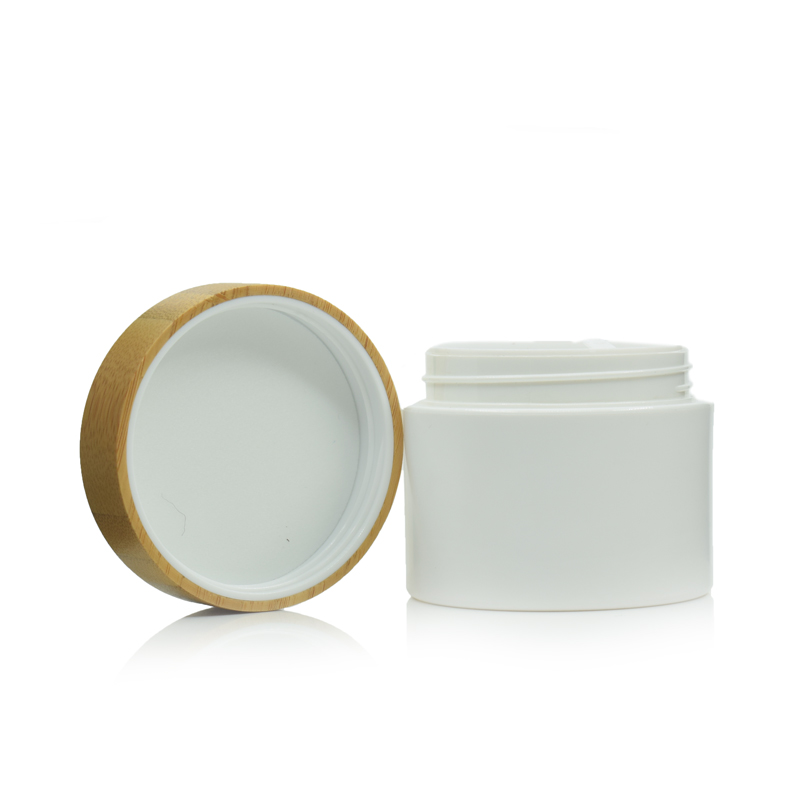 30g 50g 100g Flat Shoulder Cosmetic Cream Glass Jar With /Bamboo Lid