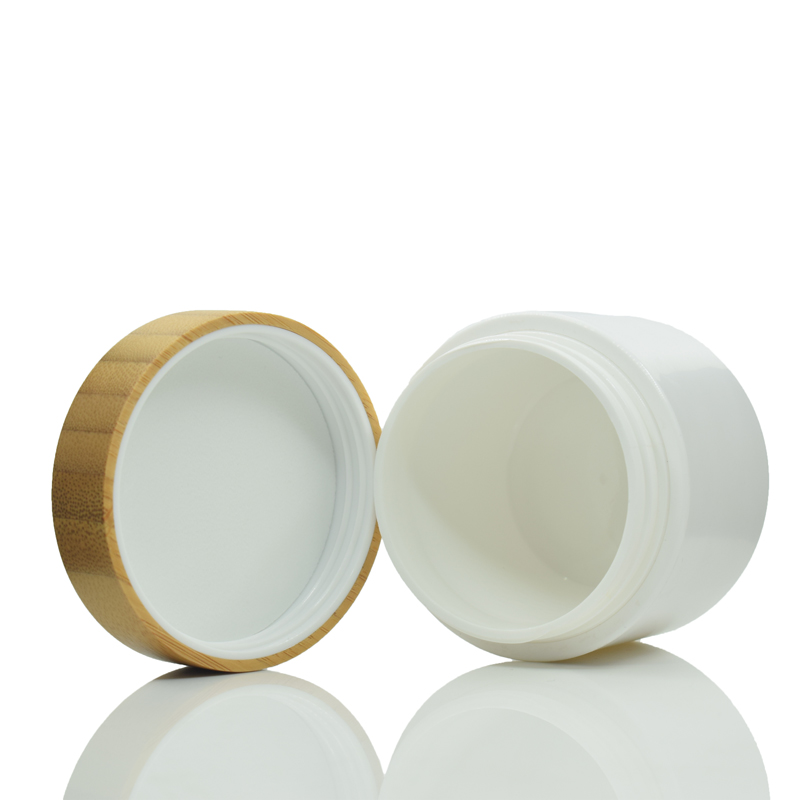 30g 50g 100g Flat Shoulder Cosmetic Cream Glass Jar With /Bamboo Lid