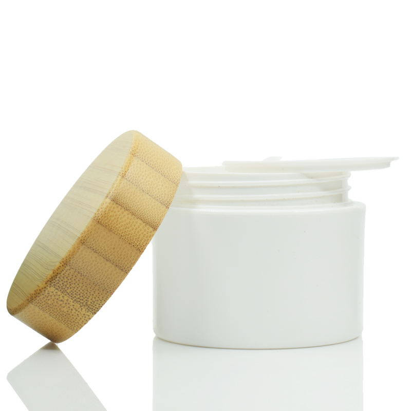 30g 50g 100g Flat Shoulder Cosmetic Cream Glass Jar With /Bamboo Lid