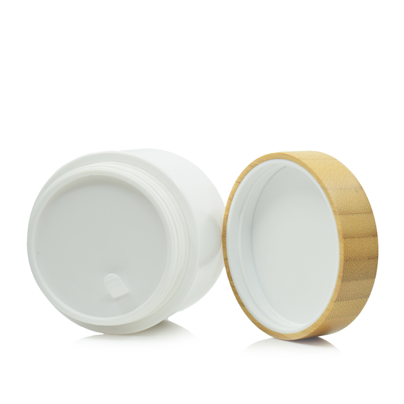 30g 50g 100g Flat Shoulder Cosmetic Cream Glass Jar With /Bamboo Lid