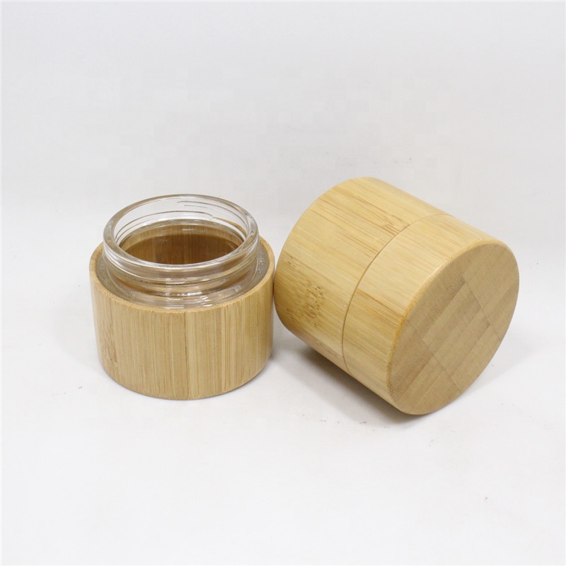 30g 50g 100g Full Bamboo Cosmetic Eye Cream Skin Care Cream Packaging Glass Jar