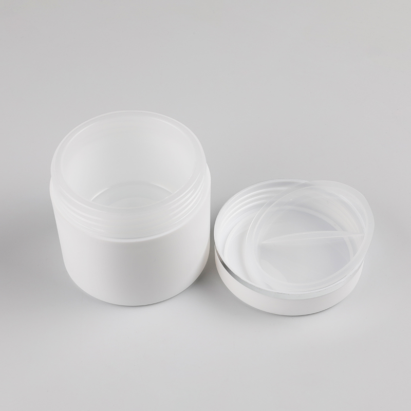 30g 50g 100g High quality Empty PP Frosted White double-layer Skin care cream jars Hot silver edge Plastic jars