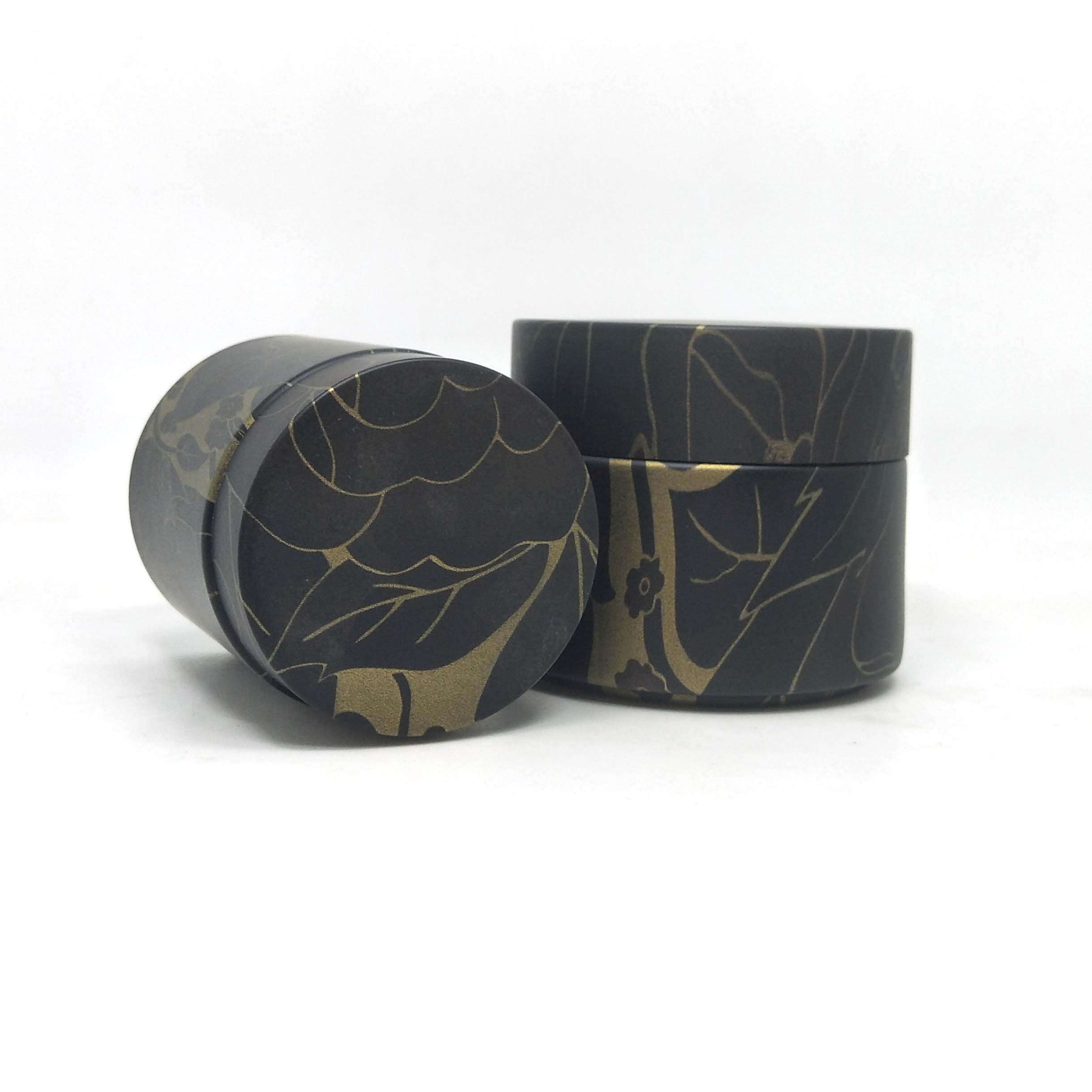 30g 50g 100g Luxury black gold body powder containers water transfer printing around glass cosmetic jars
