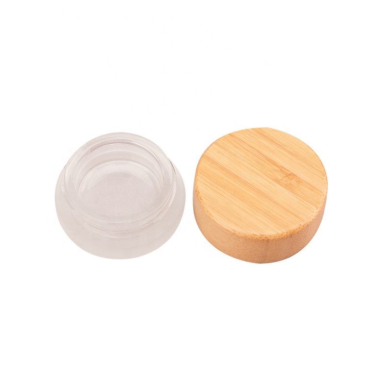 30g 50g 100g Transparent And Frosted Glass Cream Jar Bamboo Lid Jar