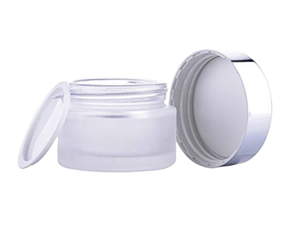 30g 50g 100g Transparent And Frosted Glass Cream Jar Bamboo Lid Jar