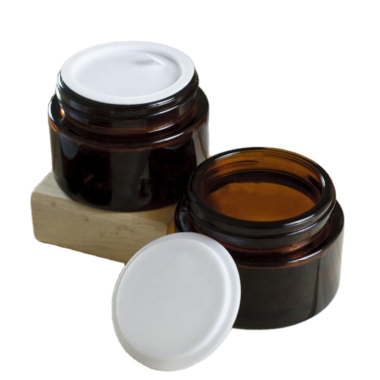 30g 50g 100g Transparent And Frosted Glass Cream Jar Bamboo Lid Jar