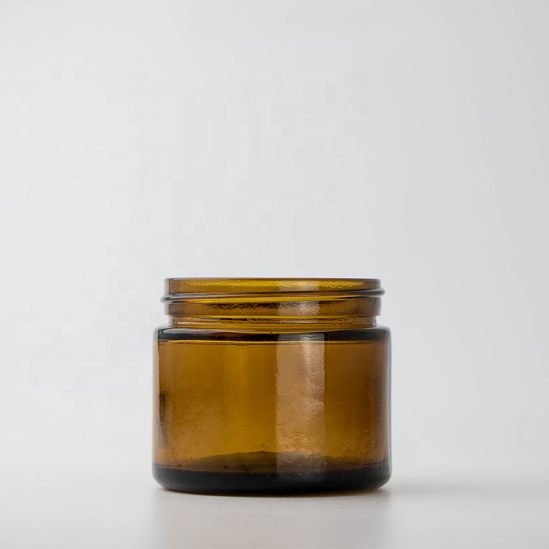 30g 50g 100g cheap empty custom frosted matte amber glass cream jar with black gold aluminum cap