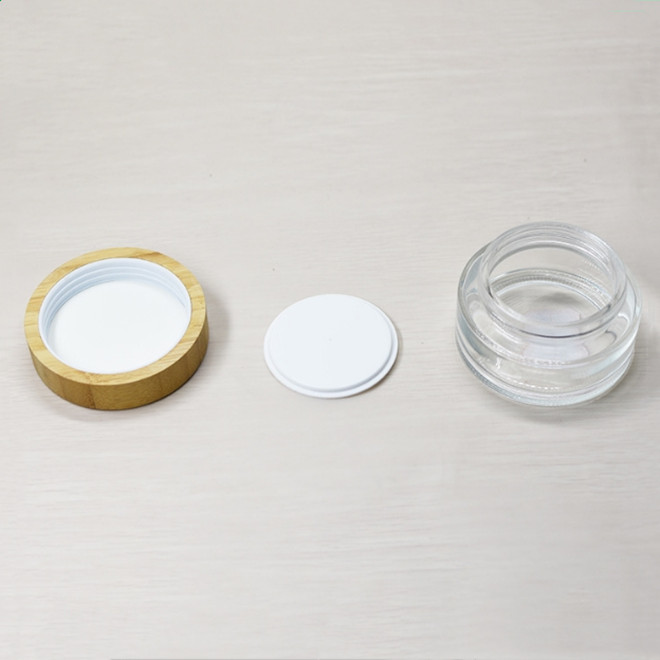 30g 50g 100g clear empty cosmetic glass jar pot with bamboo lid in stock