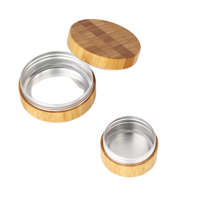 30g 50g 100g cosmetic bamboo cream jars with aluminium liner